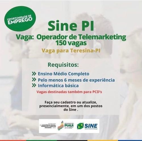 Sine oferta mais de 200 vagas de emprego