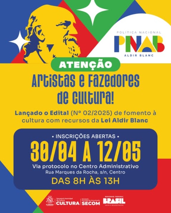 Prefeitura de Floriano lança edital da Política Nacional Aldir Blanc para fomento à cultura
