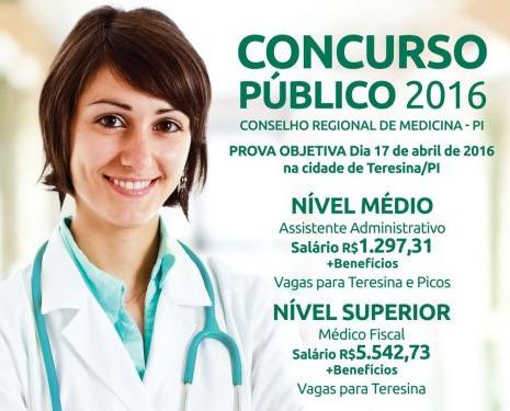 CRM do Piauí abre concurso com salário de R$ 5.524