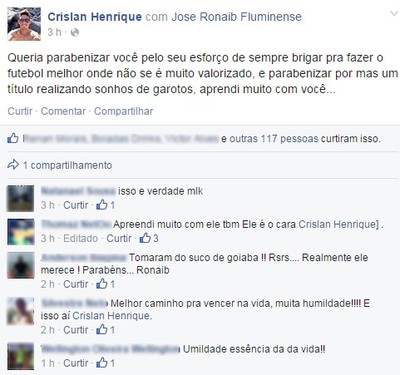 Em rede social, Crislan manda recado a Ronaib: "Apendi muito com você"