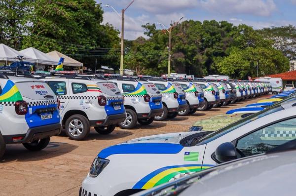 Entrega de helic&oacute;ptero, viaturas e novos equipamentos para as Pol&iacute;cias Civil e Militar.(Imagem:Divulga&ccedil;&atilde;o)