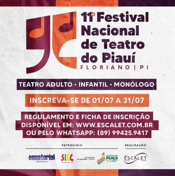 Grupo Escalet abre inscrições para o 11º Festival Nacional de Teatro do Piauí