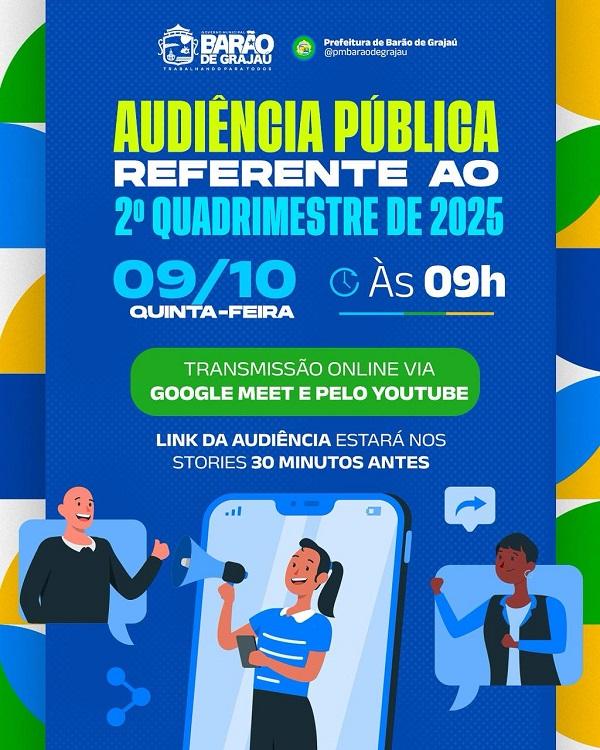 Prefeitura de Barão de Grajaú realiza Audiência Pública do 2º quadrimestre de 2025 na quinta-feira