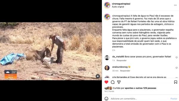 Ciro se solidariza com prefeitos diante da crise hídrica no PI e critica falta de ações do governo