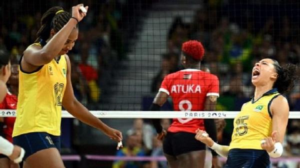 Brasil estreou bem no v&ocirc;lei feminino nas Olimp&iacute;adas de Paris.(Imagem:NATALIA KOLESNIKOVA/AFP via Getty Images)
