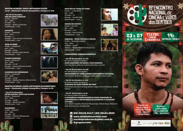 No Piauí, 19° Encontro Nacional de Cinema e Vídeo dos Sertões inicia nesta quarta-feira (3)