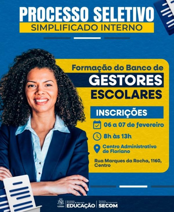 SEMED Floriano divulgará resultado de processo seletivo interno para Gestores Escolares no dia 14