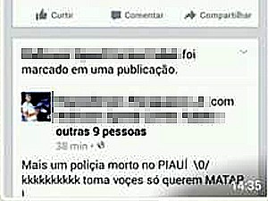Filho de militar é detido ao comemorar na internet morte de PM do Piauí