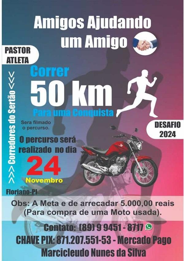 Pastor e atleta Marcicleudo Nunes lidera desafio solidário "Amigos Ajudando um Amigo" em Floriano