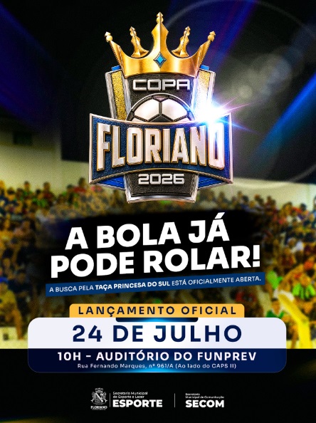 Copa Floriano 2026 será lançada oficialmente nesta sexta-feira (24)