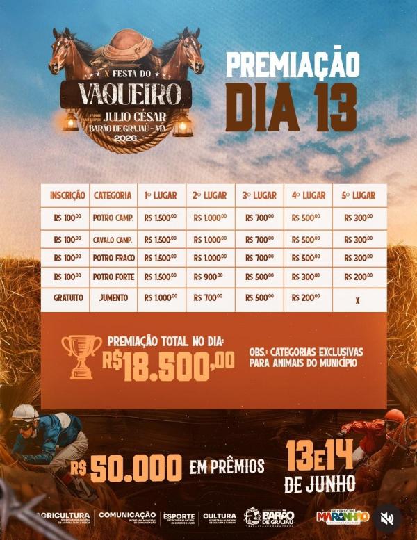 Barão de Grajaú se prepara para a X Festa do Vaqueiro com R$ 50 mil em premiação(Imagem:Reprodução/Instagram)