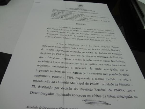 Liminar concedida pelo Des. Brand&atilde;o de Carvalho &eacute; suspensa, diz Advogado Pascoal Cortez.(Imagem:FlorianoNews)