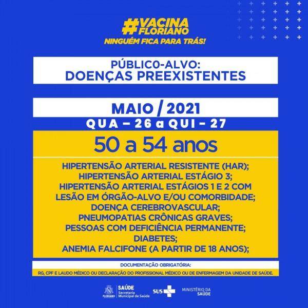 Diabéticos e hipertensos de 50 a 54 anos serão vacinados contra Covid-19 além de outras comorbidades