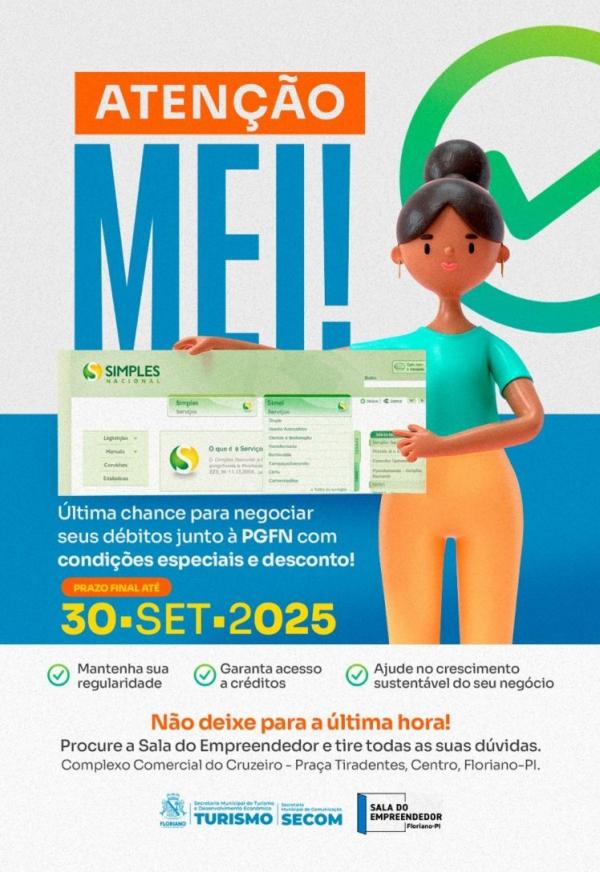 Prefeitura de Floriano alerta MEIs sobre prazo final para negociação de débitos