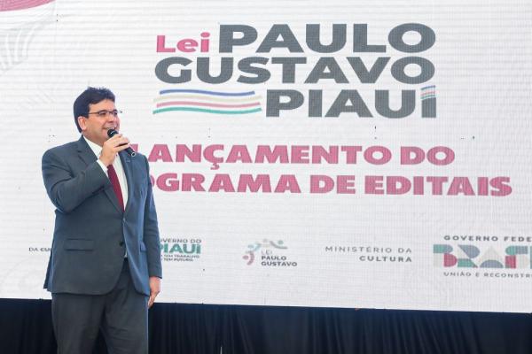Governador Rafael Fonteles no lan&ccedil;amento de editais da Lei Paulo Gustavo.(Imagem:Gabriel Paulino)