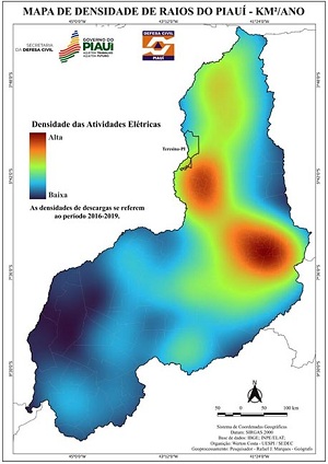 Defesa Civil desenvolve primeiro Mapa de Densidade de Raios do Piauí