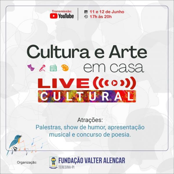 "Projeto Cultura e Arte em Casa" realiza lives sobre arte, literatura e desenvolvimento pessoal