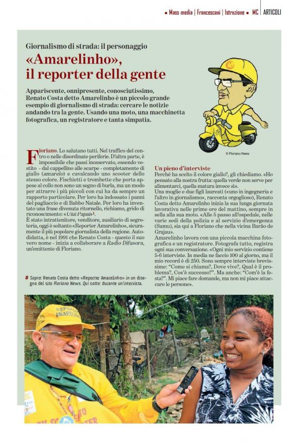 Rep&oacute;rter Amarelinho &eacute; destaque em revista italiana.(Imagem:Divulga&ccedil;&atilde;o)