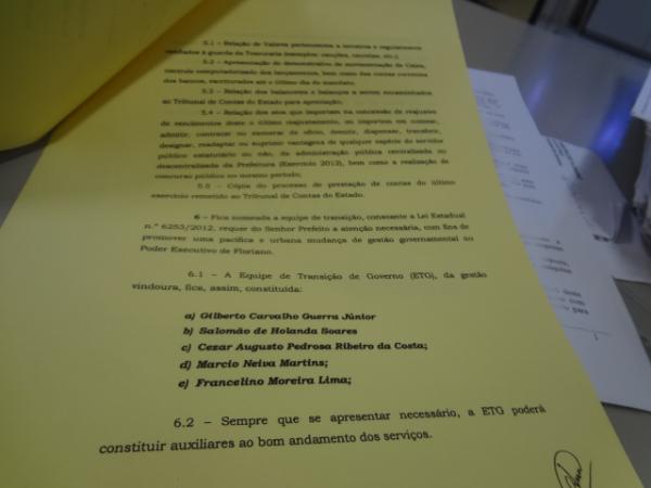 Divulgado nomes da equipe de transi&ccedil;&atilde;o para a prefeitura de Floriano.(Imagem:FlorianoNews)