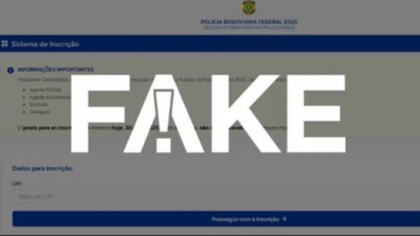 &Eacute; #FAKE que PRF abriu inscri&ccedil;&atilde;o para concurso p&uacute;blico.(Imagem:Reprodu&ccedil;&atilde;o)