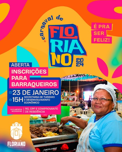 Abertas as inscrições para barraqueiros no Carnaval de Floriano 2024
