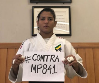Sarah e judocas da seleção se posicionam contra a Medida Provisória nº 841