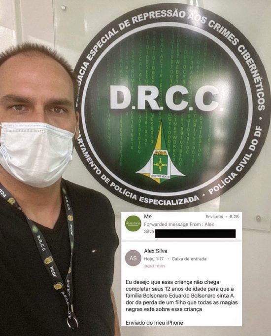 Eduardo Bolsonaro registra B.O após ameaças contra a filha de 8 meses