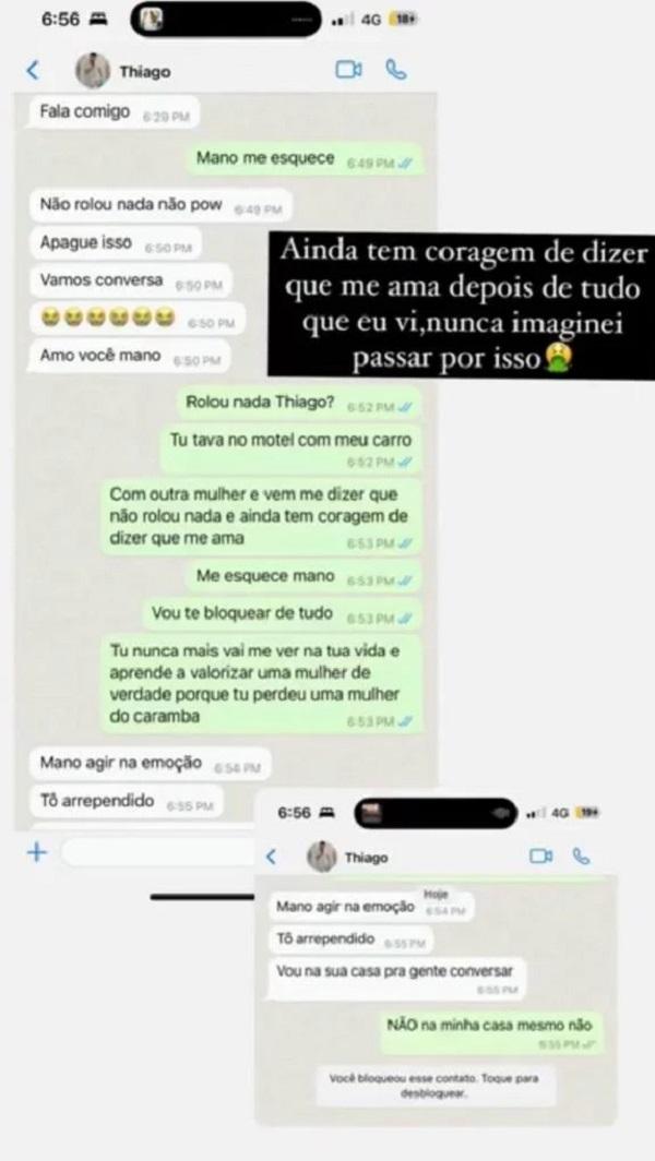 Mensagens do flagrante no celular.(Imagem:Reprodu&ccedil;&atilde;o)