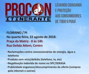 Floriano será contemplada com serviços do PROCON Itinerante