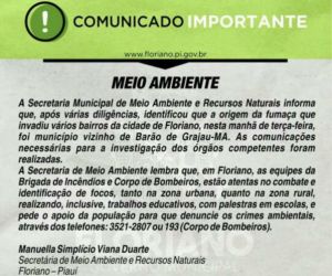 Após diligências, Sec. de Meio Ambiente identifica origem da fumaça que invadiu bairros de Floriano