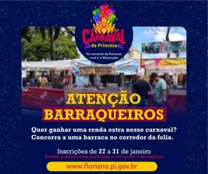 Lançado edital para concorrer a barracas do Carnaval de Floriano