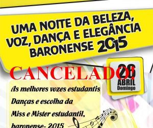 Festival "Uma Noite da Beleza, Voz, Dança e Elegância Baronense" é cancelado