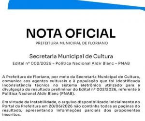 Prefeitura de Floriano republicará resultado do edital da PNAB após identificação de inconsistência
