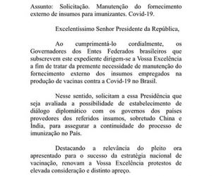 Governadores pedem a Bolsonaro ação diplomática com a China para obter insumos