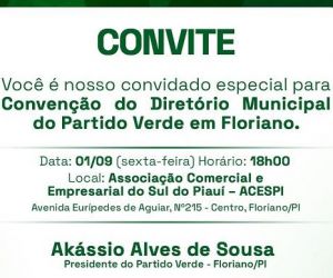 Partido Verde convida para Convenção Municipal em Floriano