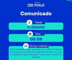 Águas do Piauí realiza reparo emergencial em Floriano e alerta sobre interrupção no abastecimento