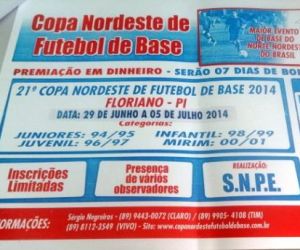 Município de Floriano será sede da 21ª Copa Nordeste de Futebol de Base