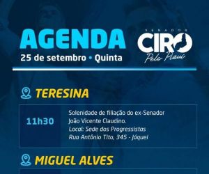 Ciro Nogueira cumpre agenda em Teresina e participa de festejos em Miguel Alves e São Pedro do Piauí