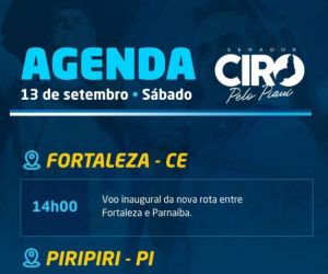 Senador Ciro Nogueira cumpre agenda no Piauí neste sábado (13)
