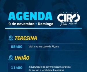 Confira a agenda do senador Ciro Nogueira para este domingo (09)