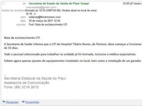 Em nota de esclarecimento, SESAPI anuncia imediato funcionamento da UTI de Floriano