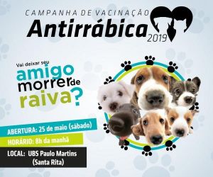 Campanha de Vacinação Antirrábica acontece neste sábado (25)