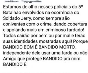 Corregedoria da PM irá apurar ameaças de internauta contra policiais no Piauí