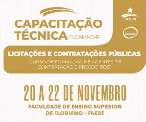 TCE-PI e Prefeitura de Floriano promovem Capacitação Técnica em Licitações e Contratações Públicas