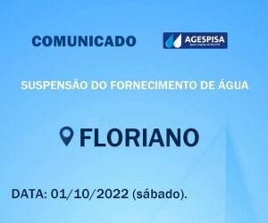 Agespisa suspende fornecimento de água neste sábado em Floriano