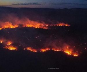 Incêndio avança e bombeiros trabalham para evitar que fogo atinja Parques das Serras das Confusões