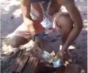 Criminoso queima dinheiro e faz churrasco para comemorar liberdade