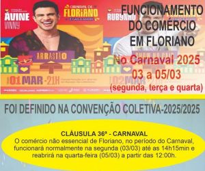 SICOMFLOR e Associação Comercial divulgam funcionamento do comércio de Floriano no Carnaval 2025