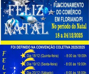 Comércio de Floriano divulga horário especial de funcionamento para o período natalino