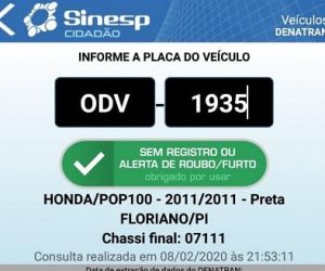 Homem tem moto roubada, após buscar a mulher no trabalho, em Floriano